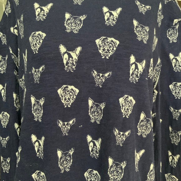Anthropologie Maeve Caitlin Boxy Fit Dog Print Long Sleeved Cotton T Shirt SZ M - Picture 10 of 14